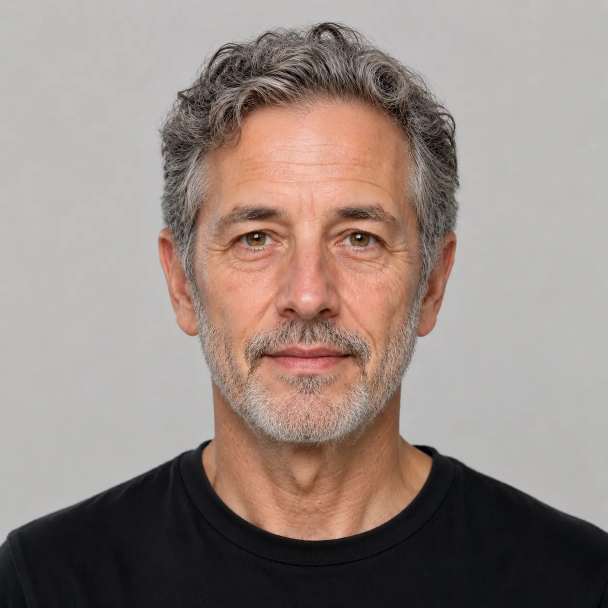 AI age filter result showing the same person transformed to age 65