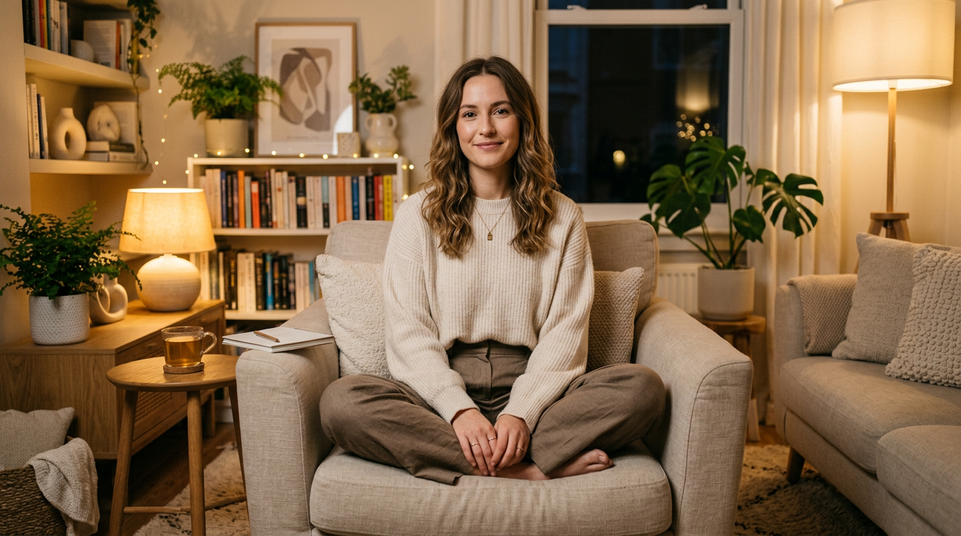 Cozy lifestyle actor reference for Instagram product ad example