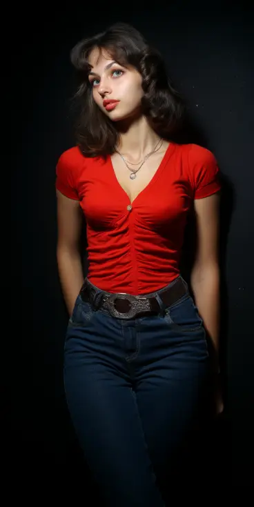 Woman in red top - after