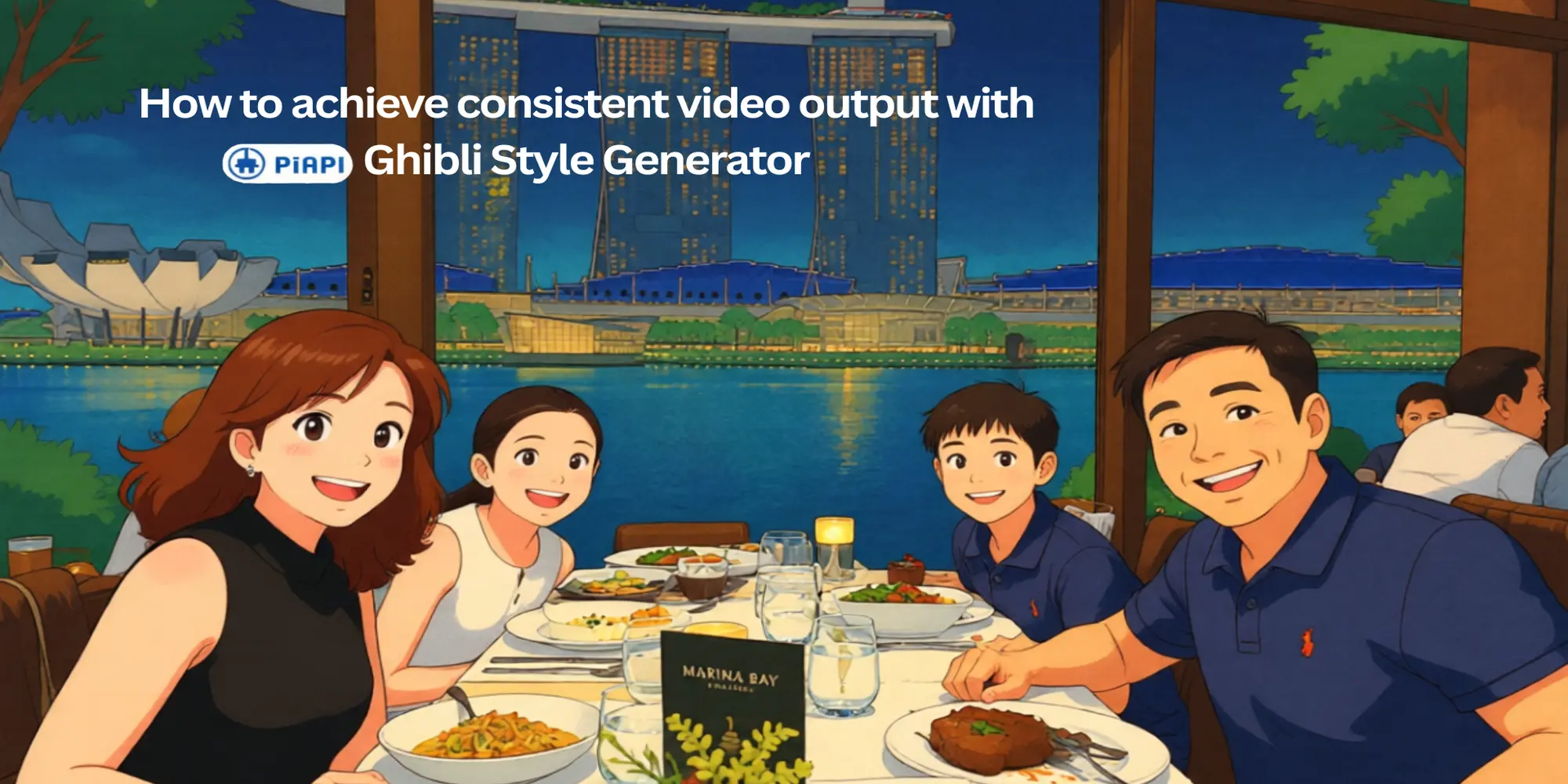 Ghibli-style family dinner scene used as a cover for image-to-video workflow