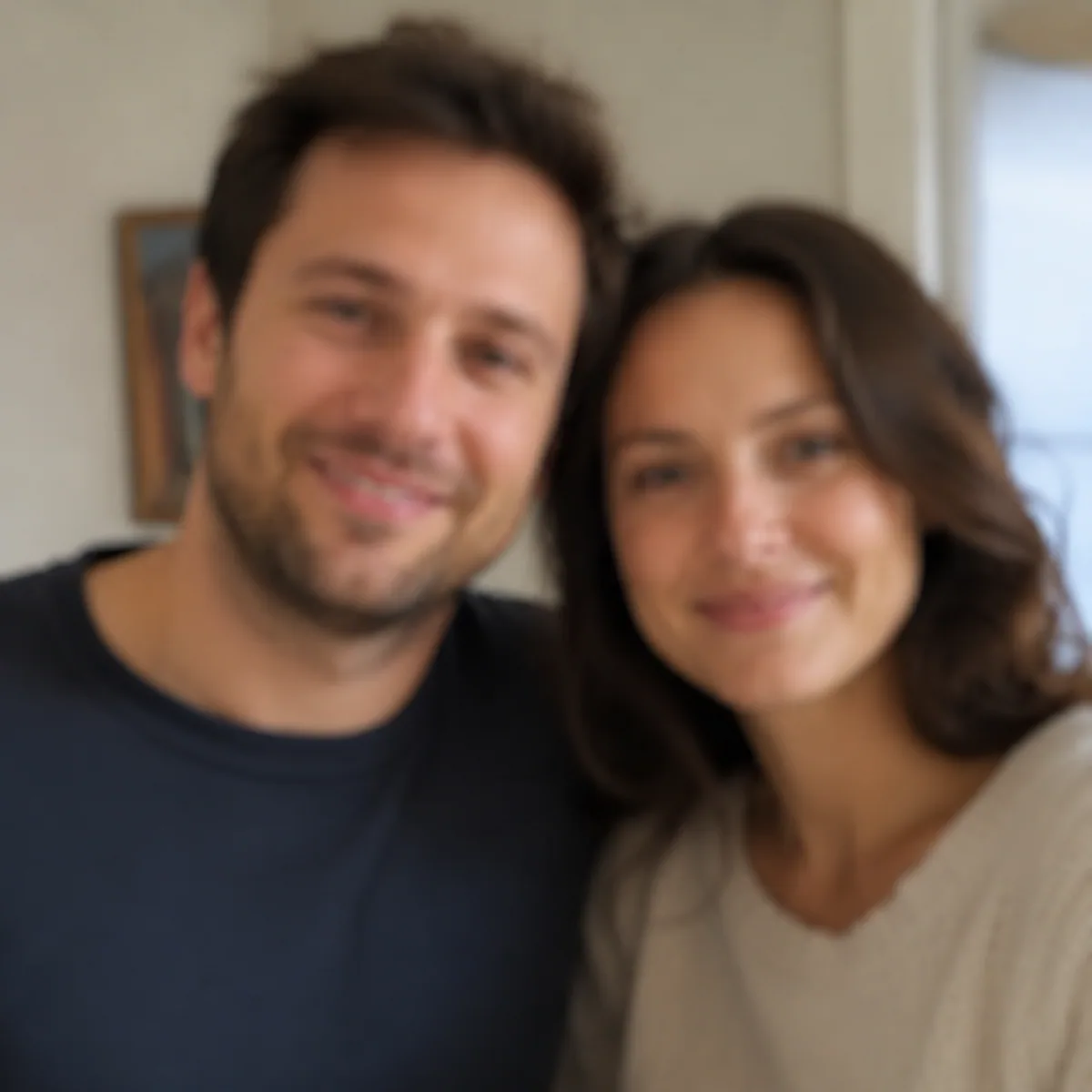 Bad AI kiss generator input example: blurry two-person image