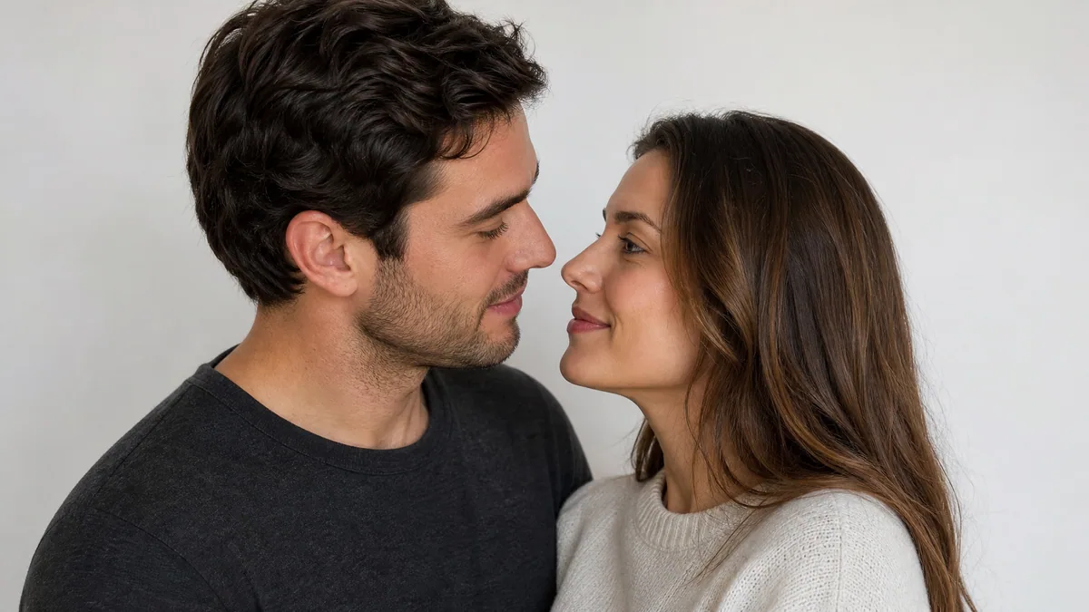 Good AI kiss generator input example: clear two-person image