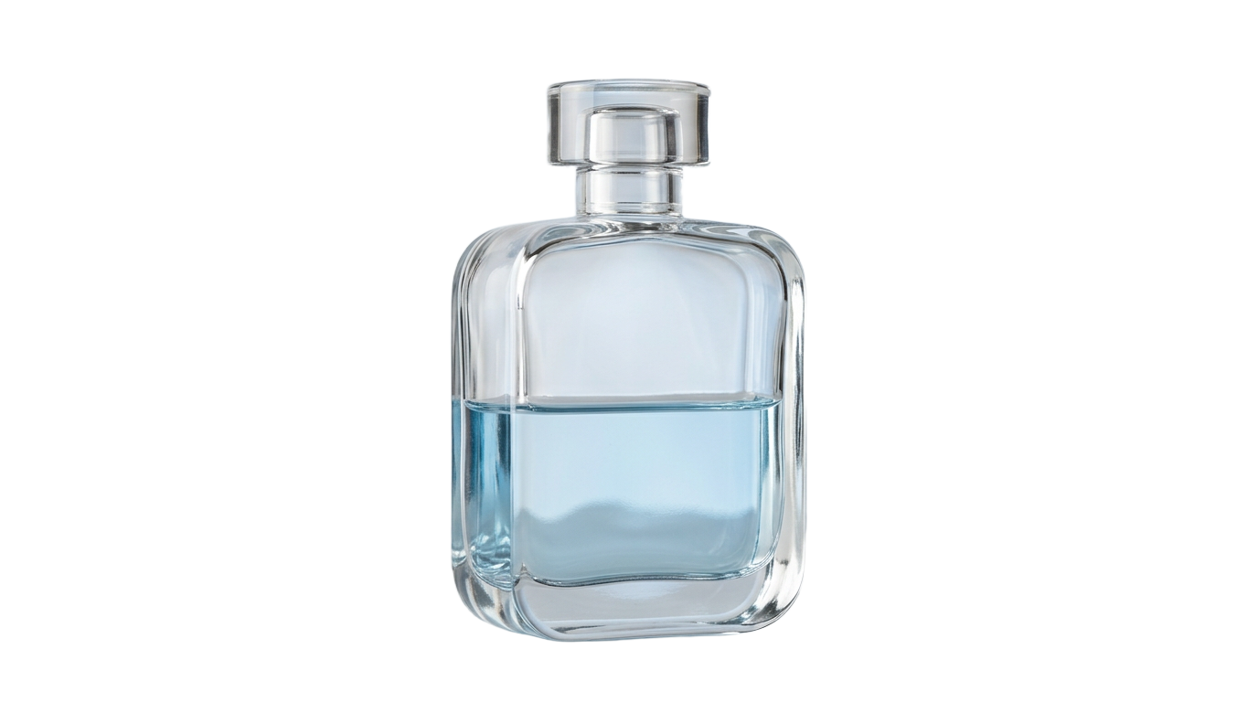 Clear glass perfume bottle after background removal