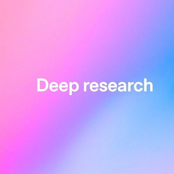 a picture of color background with words Deep Research on the front