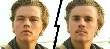 An illustration of Leonardo Dicaprio's face swapped with Justin Bieber's face