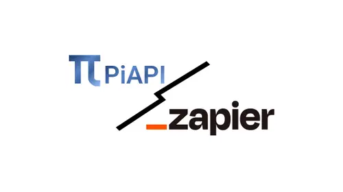 An image of PiAPI's logo with Zapier's logo